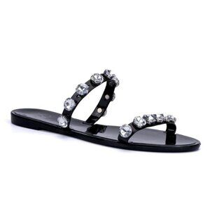 New York & Company Black Gem Jelly Sandals